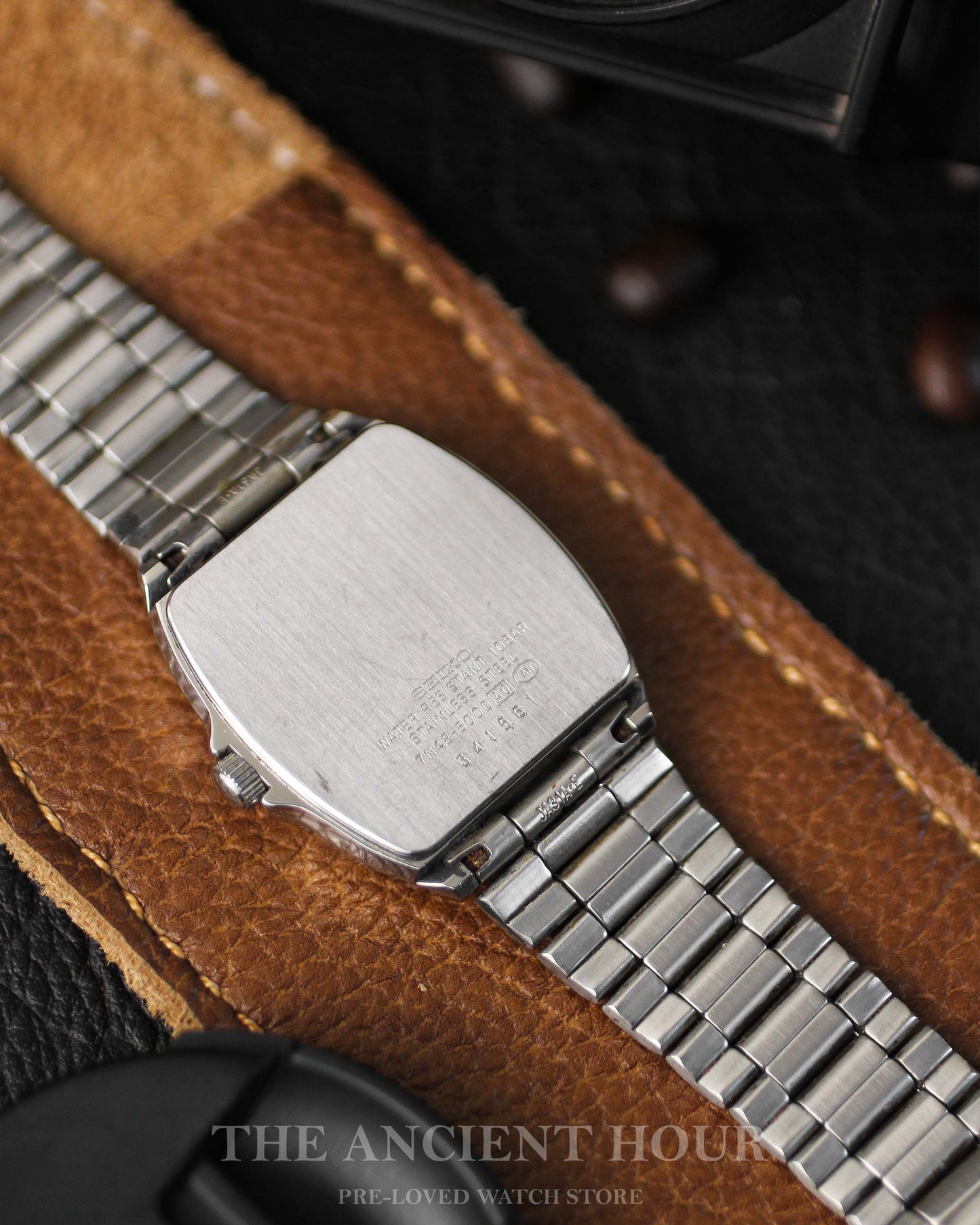 Seiko Chronos Black Radiator Dial - 5H23 Cushion Case Minimalist