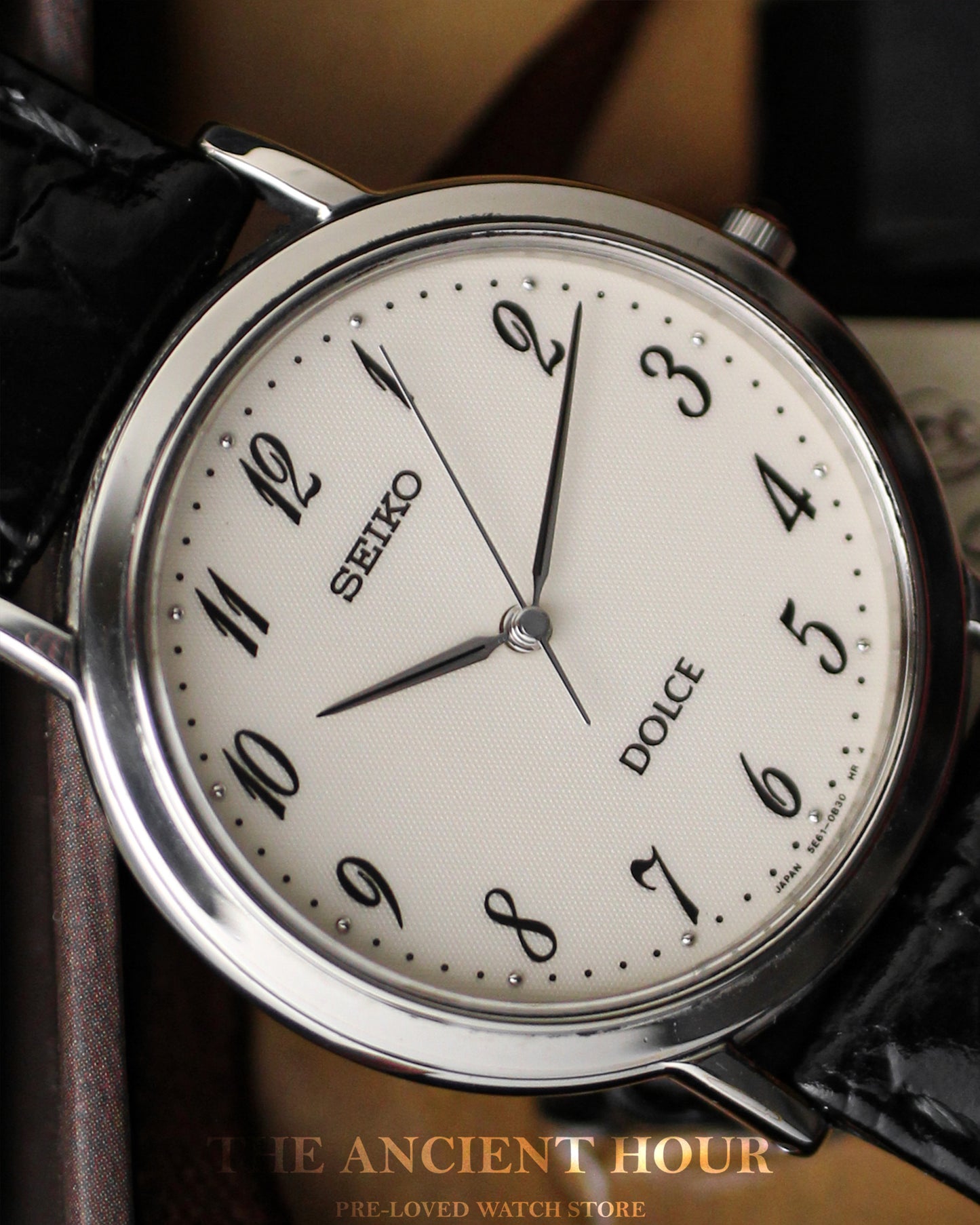 1989 JDM Seiko Dolce Breguet Numerals dotted textured dial Quartz 5E61-0A80