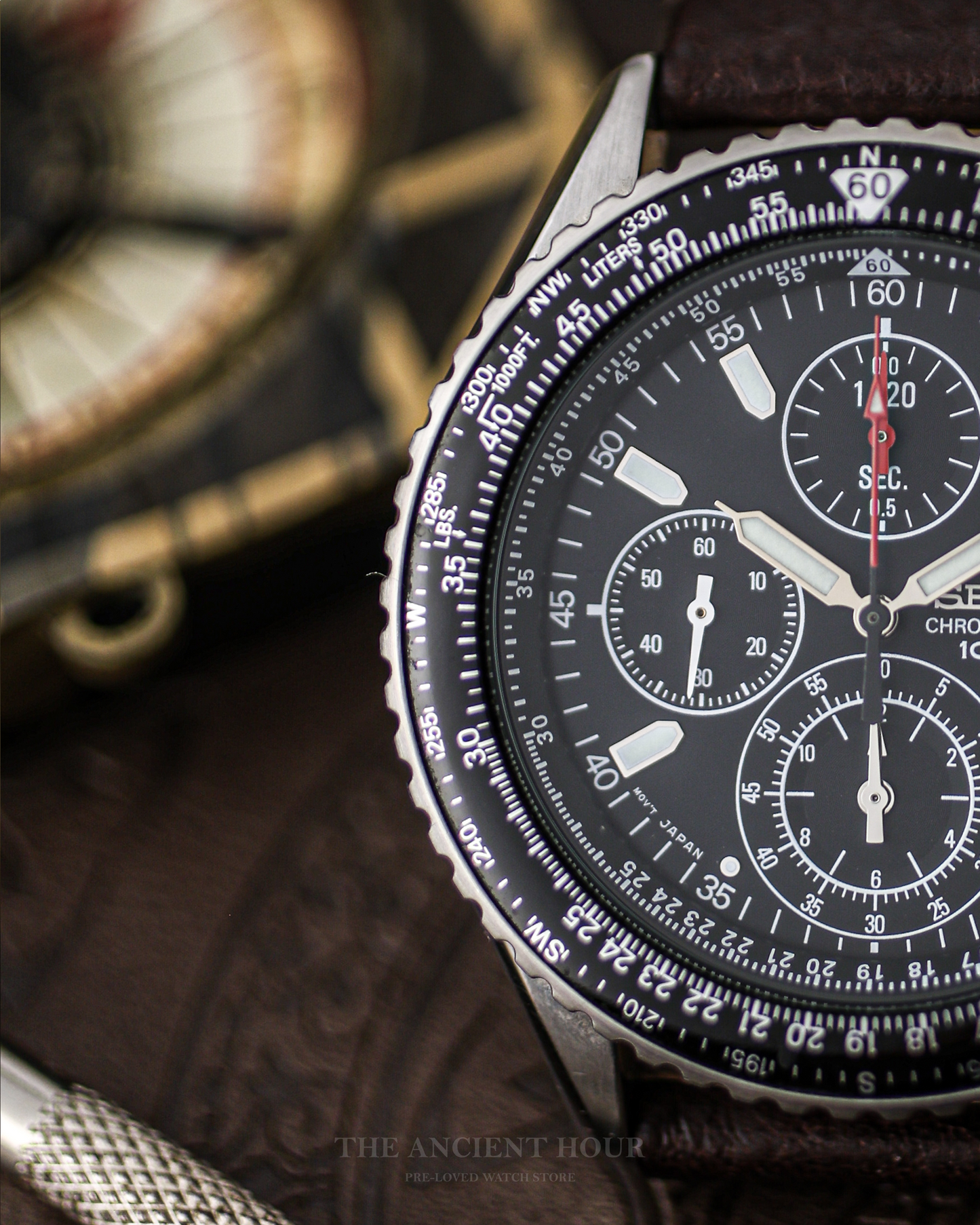 Seiko Flightmaster Chronograph 7T92-0CF0 - Blue Dial - Aviator's Watch