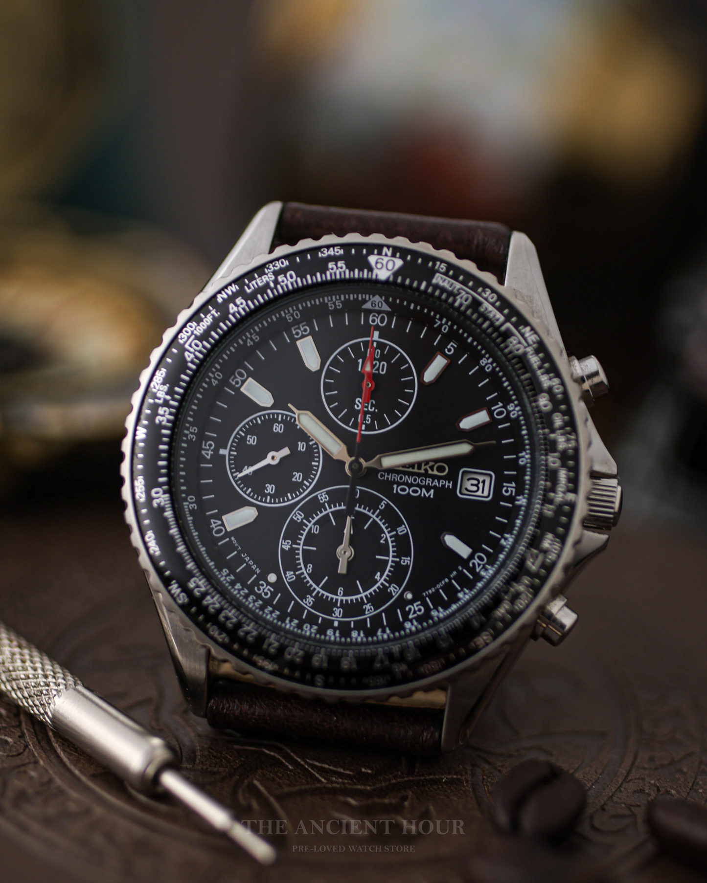 Seiko Flightmaster Chronograph 7T92-0CF0 - Blue Dial - Aviator's Watch