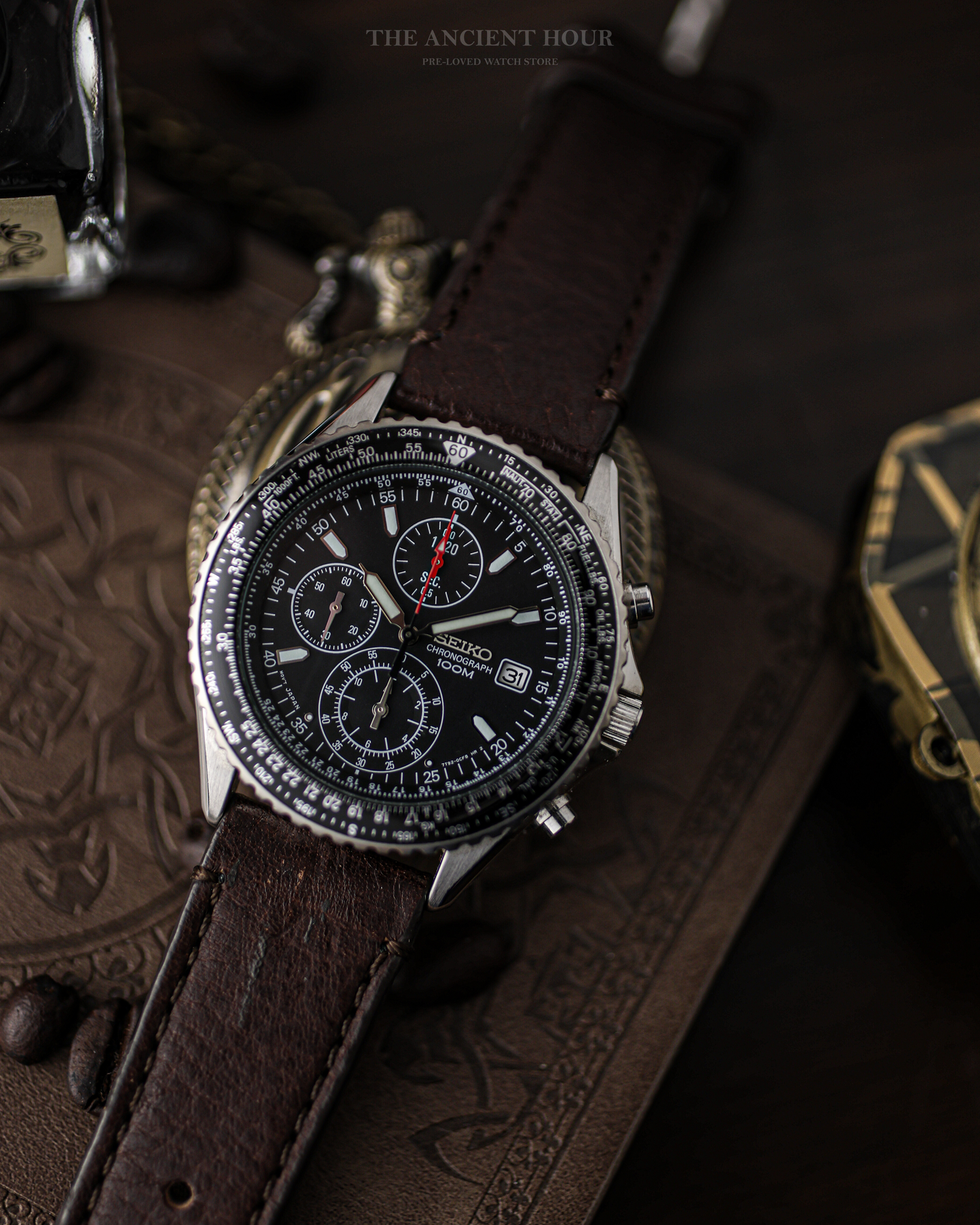 Seiko Flightmaster Chronograph 7T92-0CF0 - Blue Dial - Aviator's Watch