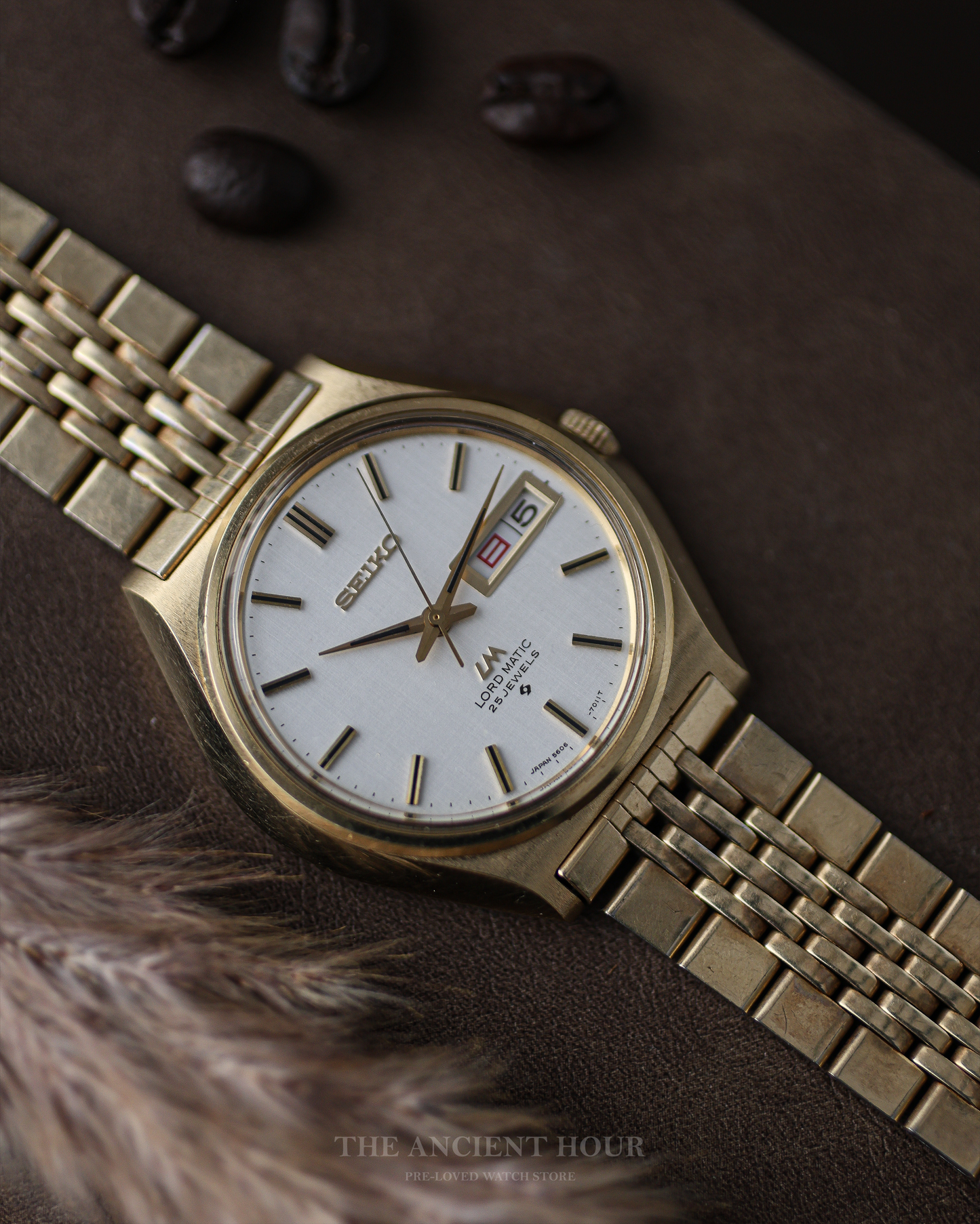 1970 Vintage Seiko Gold Plated linen dial Ref. 5606-7010
