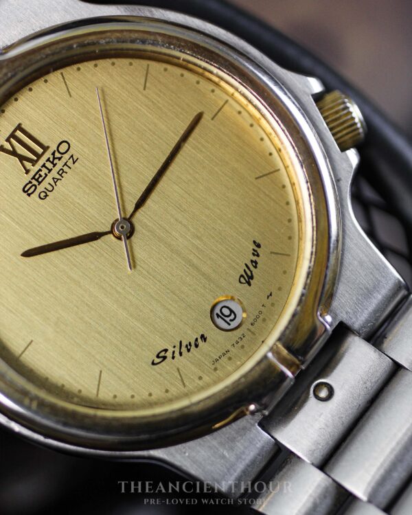 Vintage Seiko Silver Wave Watch 7432-6000 two tone Silver – Gold Case