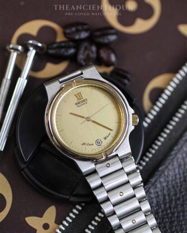 Vintage Seiko Silver Wave Watch 7432-6000 two tone Silver – Gold Case