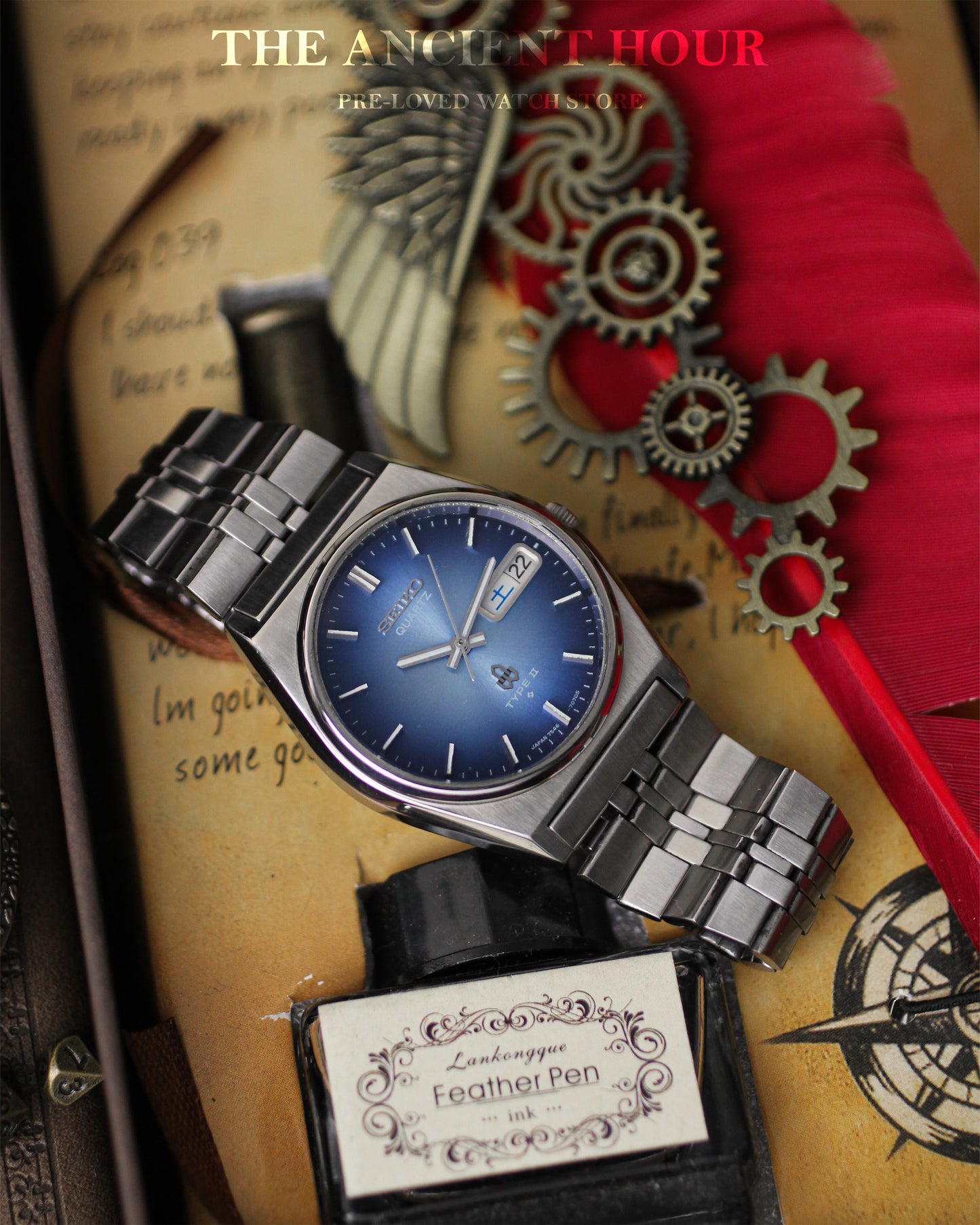 Seiko Type II Blue dial - Ref no.7546-7070 - kanji day/date Calendar