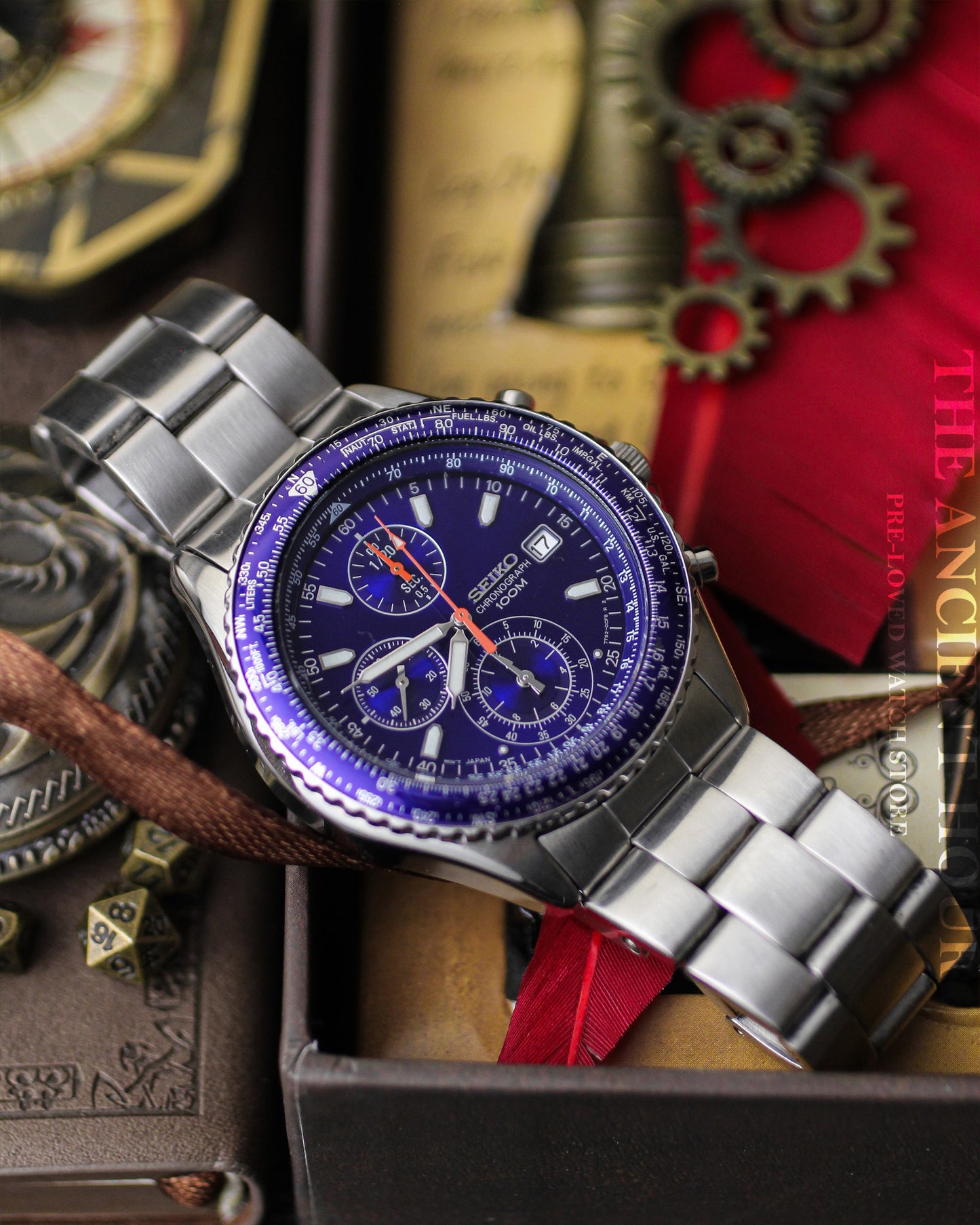 Seiko Flightmaster Chronograph 7T92-0CF0 - Blue Dial - Aviator's Watch